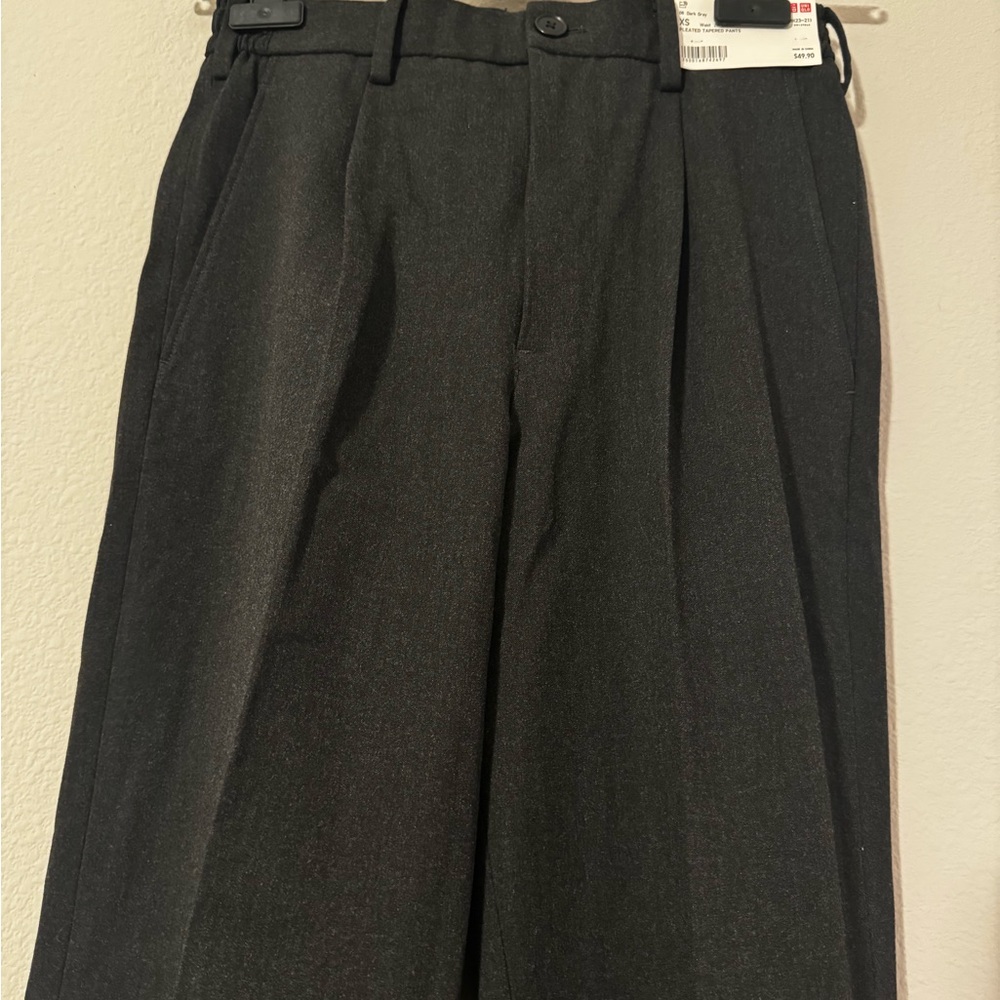 Uniqlo Dark Grey Pleated Tapered Pants Tailored Design